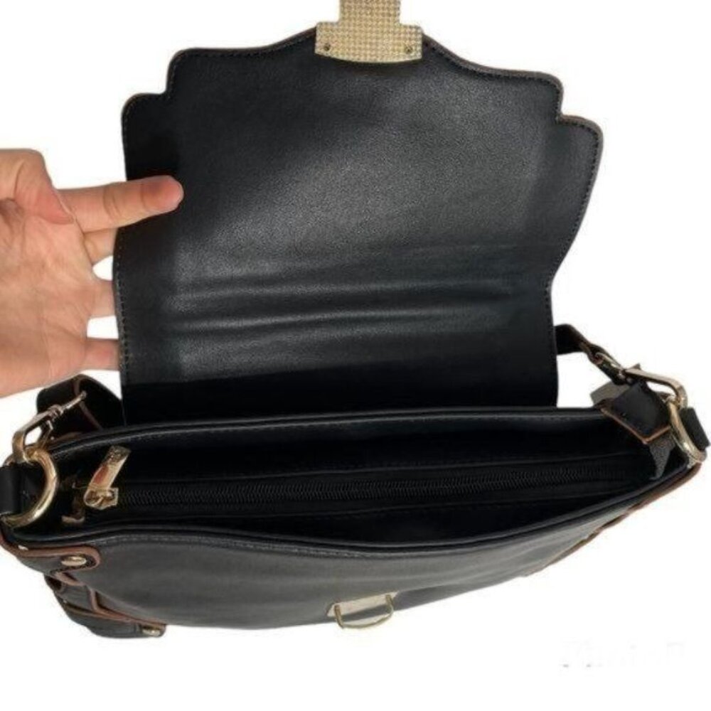 Millie Bianco Black Faux Leather Crossbody Messenger Bag Joslyn - Picture 8 of 9